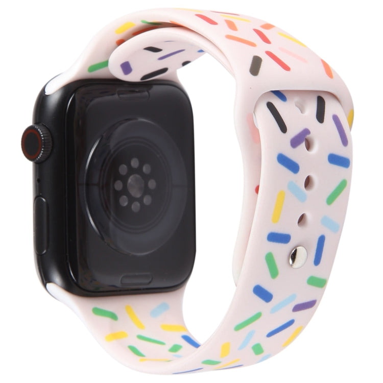 Rainbow Raindrops Silicone Watch Band For Apple Watch 5 44mm(Pink) - Watch Bands by PMC TechLife | Online Shopping South Africa | PMC TechLife