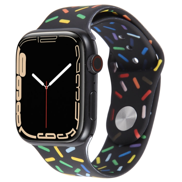 Rainbow Raindrops Silicone Watch Band For Apple Watch 3 38mm(Black) - Watch Bands by PMC TechLife | Online Shopping South Africa | PMC TechLife