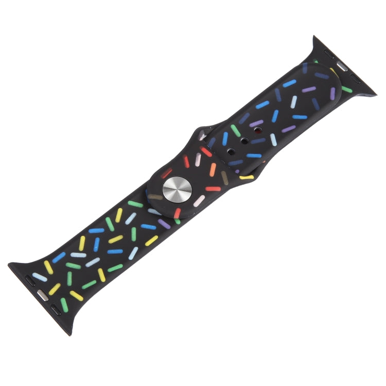 Rainbow Raindrops Silicone Watch Band For Apple Watch 3 38mm(Black) - Watch Bands by PMC TechLife | Online Shopping South Africa | PMC TechLife