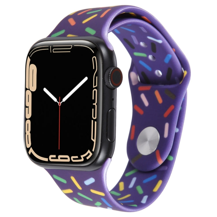 Rainbow Raindrops Silicone Watch Band For Apple Watch 3 38mm(Dark Purple) - Watch Bands by PMC TechLife | Online Shopping South Africa | PMC TechLife