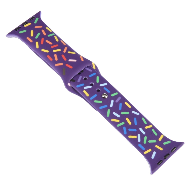 Rainbow Raindrops Silicone Watch Band For Apple Watch 3 38mm(Dark Purple) - Watch Bands by PMC TechLife | Online Shopping South Africa | PMC TechLife