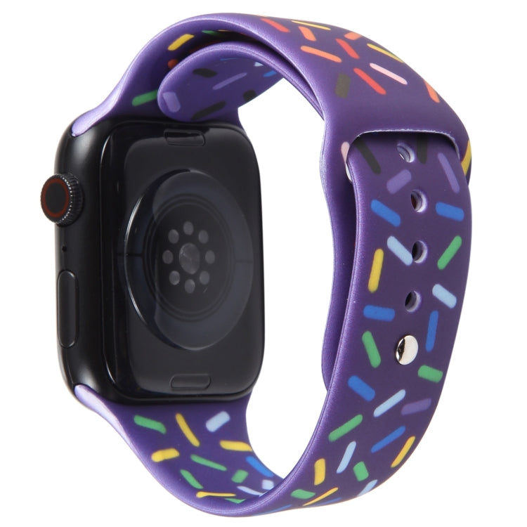 Rainbow Raindrops Silicone Watch Band For Apple Watch 3 38mm(Dark Purple) - Watch Bands by PMC TechLife | Online Shopping South Africa | PMC TechLife