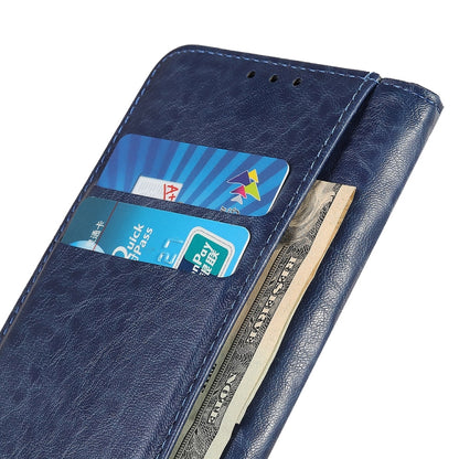 For iPhone 15 Pro Magnetic Crazy Horse Texture Horizontal Flip Leather Phone Case(Blue) - iPhone 15 Pro Cases by PMC Jewellery | Online Shopping South Africa | PMC Jewellery