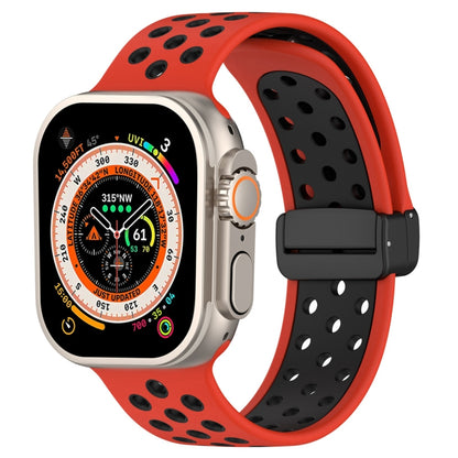 For Apple Watch Ultra 49mm Magnetic Buckle Silicone Watch Band(Red Black) - Watch Bands by PMC Jewellery | Online Shopping South Africa | PMC Jewellery