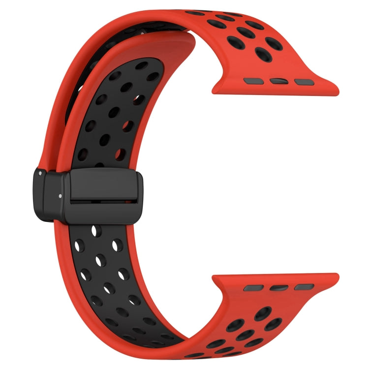 For Apple Watch Ultra 49mm Magnetic Buckle Silicone Watch Band(Red Black) - Watch Bands by PMC Jewellery | Online Shopping South Africa | PMC Jewellery