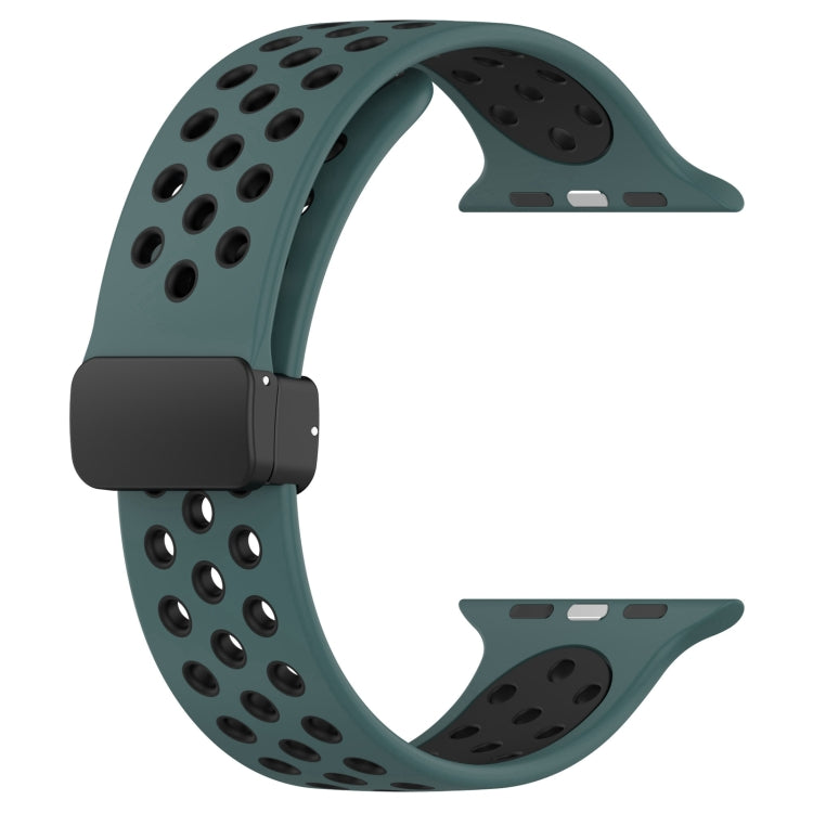 For Apple Watch 8 41mm Magnetic Buckle Silicone Watch Band(Olive Black) - Watch Bands by PMC TechLife | Online Shopping South Africa | PMC TechLife