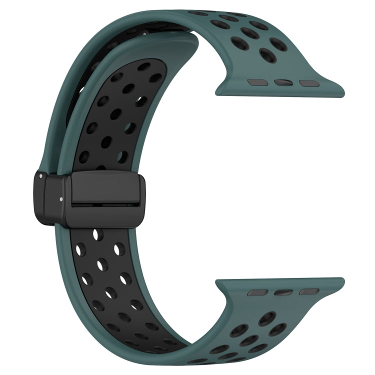 For Apple Watch 8 41mm Magnetic Buckle Silicone Watch Band(Olive Black) - Watch Bands by PMC TechLife | Online Shopping South Africa | PMC TechLife