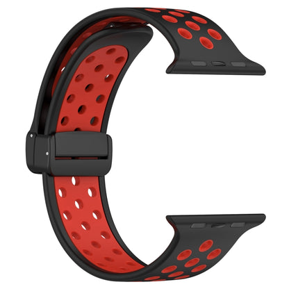 For Apple Watch 8 41mm Magnetic Buckle Silicone Watch Band(Black Red) - Watch Bands by PMC Jewellery | Online Shopping South Africa | PMC Jewellery