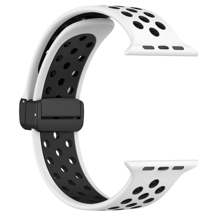 For Apple Watch SE 2022 40mm Magnetic Buckle Silicone Watch Band(White Black) - Watch Bands by PMC Jewellery | Online Shopping South Africa | PMC Jewellery