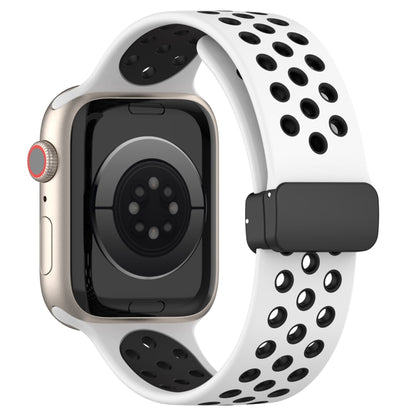 For Apple Watch SE 2022 40mm Magnetic Buckle Silicone Watch Band(White Black) - Watch Bands by PMC Jewellery | Online Shopping South Africa | PMC Jewellery