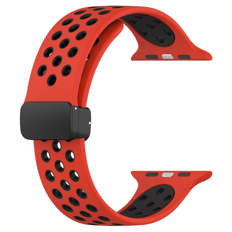 For Apple Watch 5 44mm Magnetic Buckle Silicone Watch Band(Red Black) - Watch Bands by PMC TechLife | Online Shopping South Africa | PMC TechLife