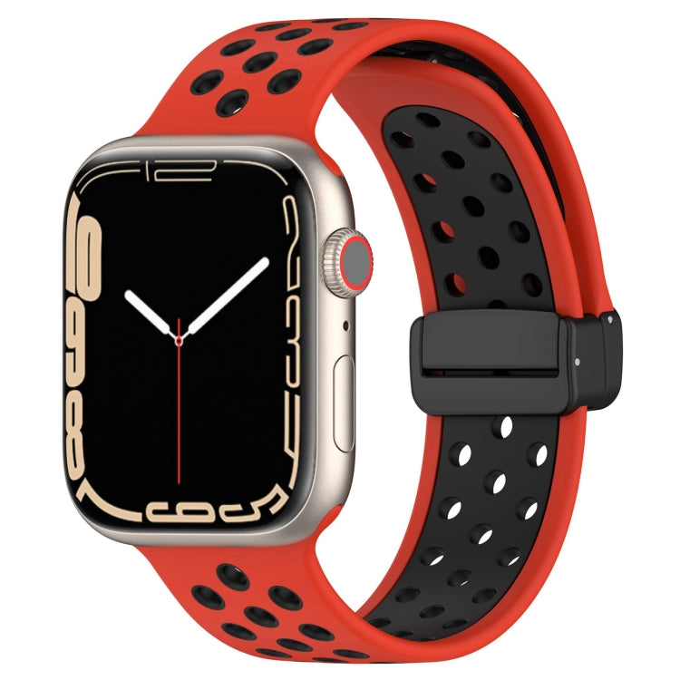 For Apple Watch 5 40mm Magnetic Buckle Silicone Watch Band(Red Black) - Watch Bands by PMC TechLife | Online Shopping South Africa | PMC TechLife