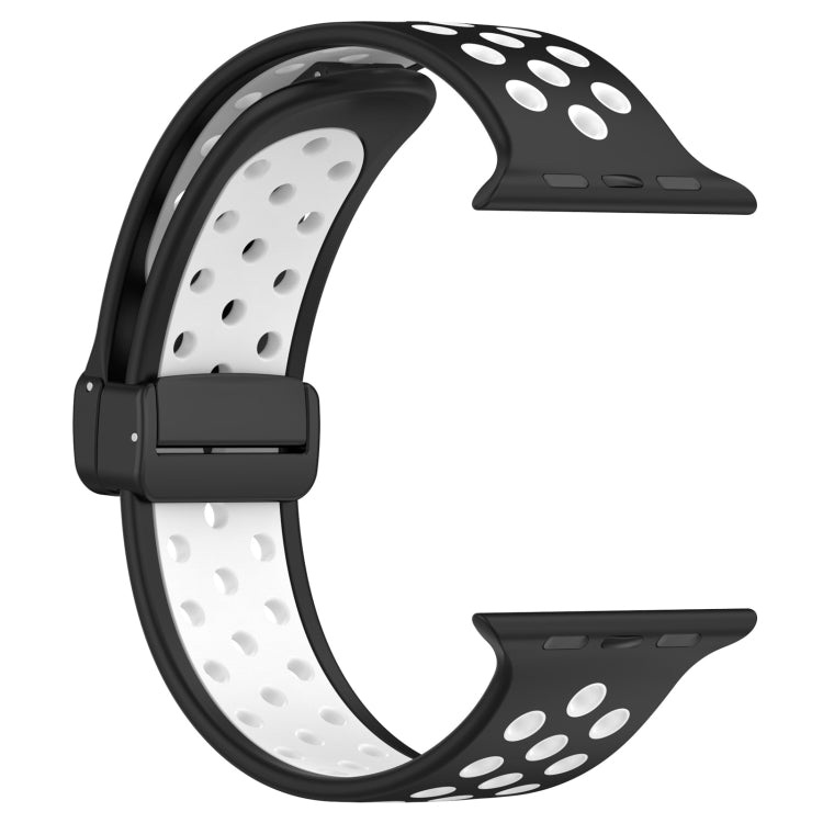 For Apple Watch 3 38mm Magnetic Buckle Silicone Watch Band(Black White) - Watch Bands by PMC TechLife | Online Shopping South Africa | PMC TechLife