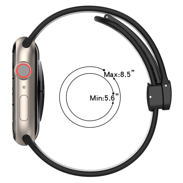 For Apple Watch 42mm Magnetic Buckle Silicone Watch Band(Khaki White) - Watch Bands by PMC TechLife | Online Shopping South Africa | PMC TechLife