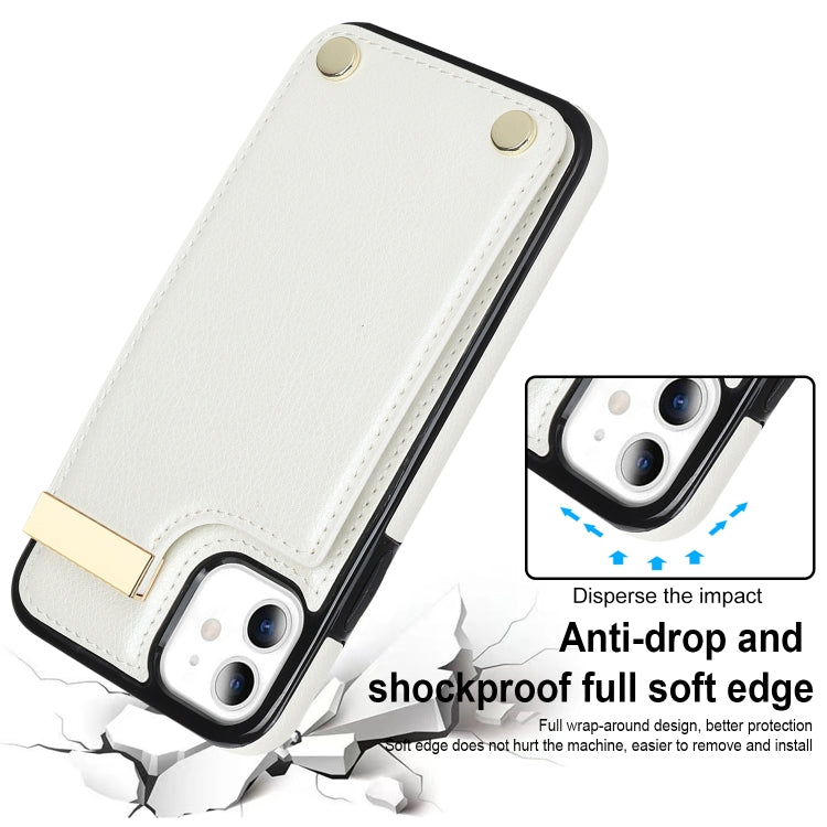 For iPhone 11 Metal Buckle Card Slots Phone Case(White) - iPhone 11 Cases by PMC Jewellery | Online Shopping South Africa | PMC Jewellery