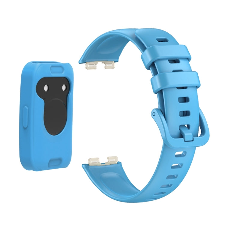 For Huawei Band 8 Silicone Protective Case + Silicone Watch Band Kit(Sky Blue) - Watch Bands by PMC Jewellery | Online Shopping South Africa | PMC Jewellery