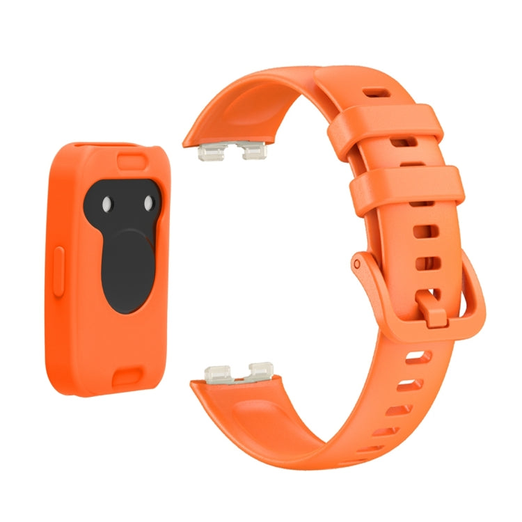For Huawei Band 8 Silicone Protective Case + Silicone Watch Band Kit(Orange) - Watch Bands by PMC TechLife | Online Shopping South Africa | PMC TechLife