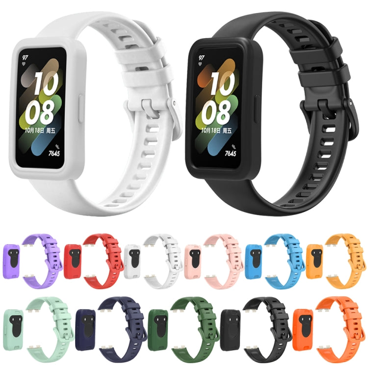 For Huawei Band 8 Silicone Protective Case + Silicone Watch Band Kit(Purple) - Watch Bands by PMC TechLife | Online Shopping South Africa | PMC TechLife