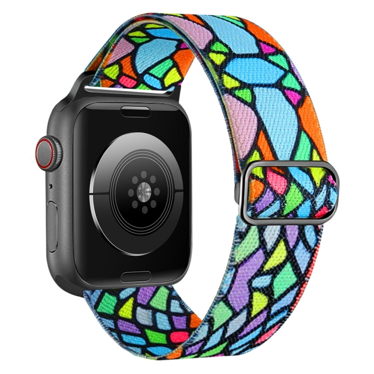 For Apple Watch SE 2022 44mm Painted Pattern Nylon Replacement Watch Band(Geometric Rainbow) - Watch Bands by PMC Jewellery | Online Shopping South Africa | PMC Jewellery