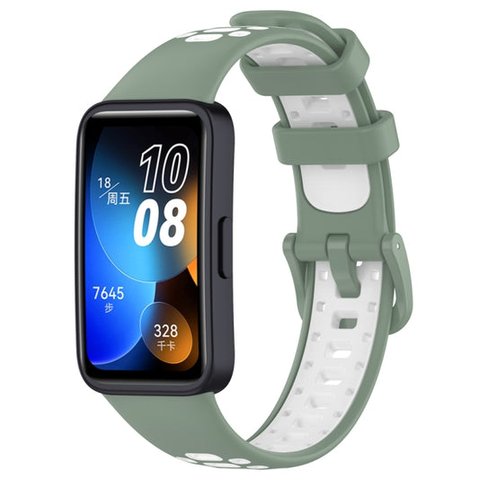 For Huawei Band 8 Two Color Silicone Replacement Watch Band(Light Green White) - Watch Bands by PMC Jewellery | Online Shopping South Africa | PMC Jewellery