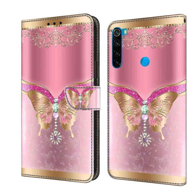 For Xiaomi Redmi Note 8 Crystal 3D Shockproof Protective Leather Phone Case(Pink Bottom Butterfly) - Xiaomi Cases by PMC Jewellery | Online Shopping South Africa | PMC Jewellery