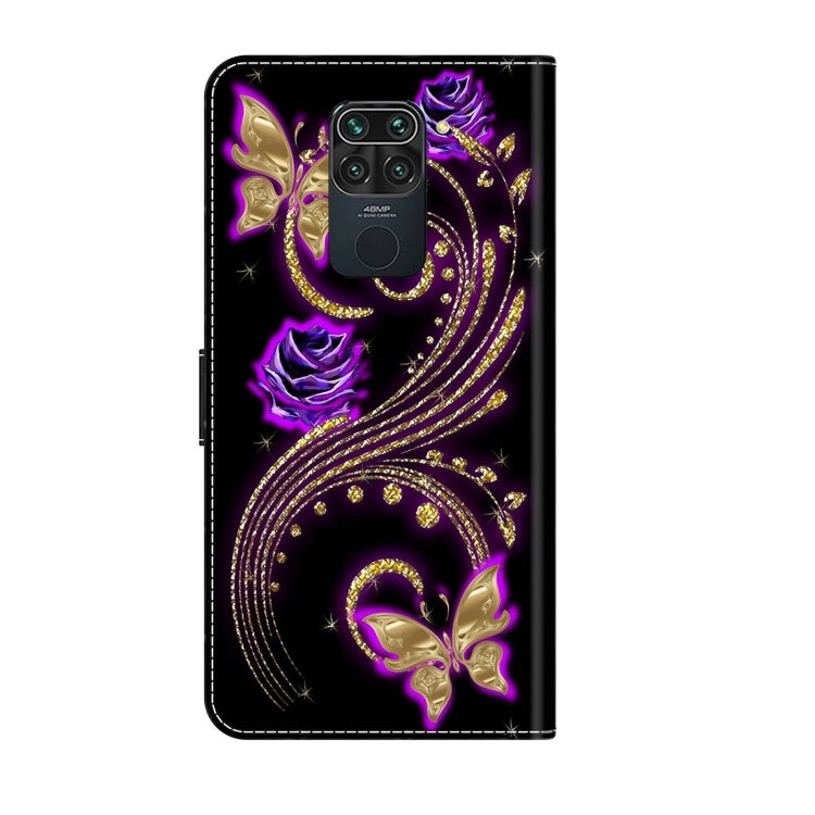 For Xiaomi Redmi Note 9 Crystal 3D Shockproof Protective Leather Phone Case(Purple Flower Butterfly) - Xiaomi Cases by PMC Jewellery | Online Shopping South Africa | PMC Jewellery