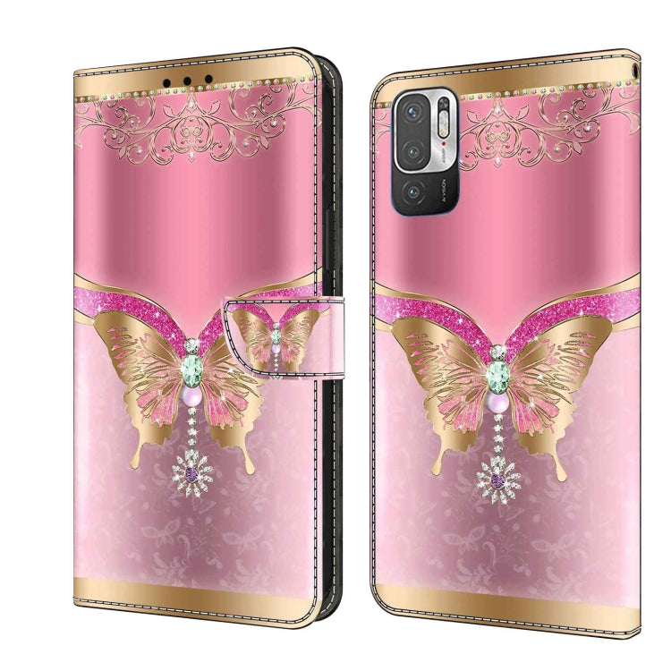 For Xiaomi Redmi Note 10 5G Crystal 3D Shockproof Protective Leather Phone Case(Pink Bottom Butterfly) - free shipping - PMC TechLife - Order now!