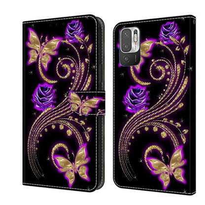 For Xiaomi Redmi Note 10 5G Crystal 3D Shockproof Protective Leather Phone Case(Purple Flower Butterfly) - Xiaomi Cases by PMC Jewellery | Online Shopping South Africa | PMC Jewellery