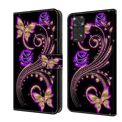 For Xiaomi Redmi Note 11 Global Crystal 3D Shockproof Protective Leather Phone Case(Purple Flower Butterfly) - Xiaomi Cases by PMC Jewellery | Online Shopping South Africa | PMC Jewellery