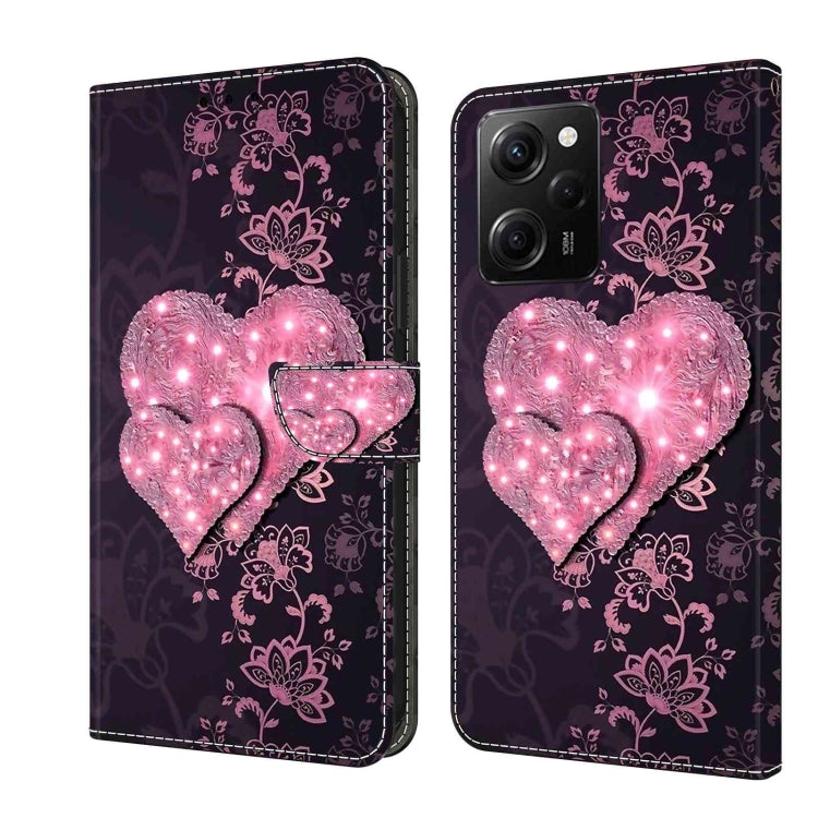 For Xiaomi Redmi Note 12 Pro Global Crystal 3D Shockproof Protective Leather Phone Case(Lace Love) - Xiaomi Cases by PMC Jewellery | Online Shopping South Africa | PMC Jewellery