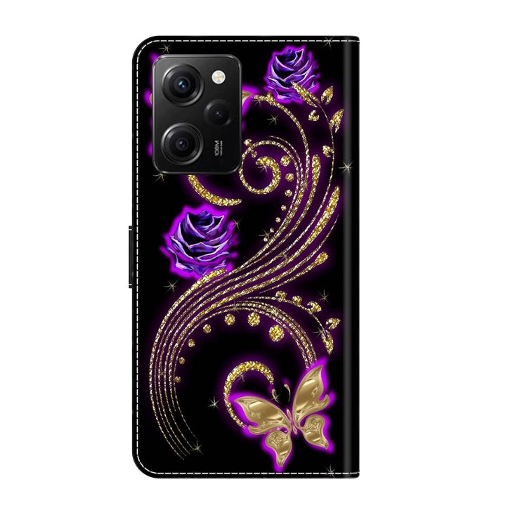 For Xiaomi Redmi Note 12 Pro Global Crystal 3D Shockproof Protective Leather Phone Case(Purple Flower Butterfly) - Xiaomi Cases by PMC Jewellery | Online Shopping South Africa | PMC Jewellery