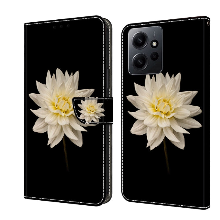 For Xiaomi Redmi Note 12 4G Crystal 3D Shockproof Protective Leather Phone Case(White Flower) - Xiaomi Cases by PMC Jewellery | Online Shopping South Africa | PMC Jewellery