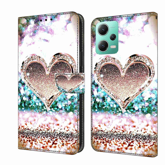 For Xiaomi Redmi Note 12 5G Global / Poco X5 Crystal 3D Shockproof Protective Leather Phone Case(Pink Diamond Heart) - Xiaomi Cases by PMC Jewellery | Online Shopping South Africa | PMC Jewellery