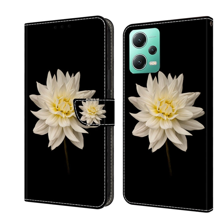 For Xiaomi Redmi Note 12 5G Global / Poco X5 Crystal 3D Shockproof Protective Leather Phone Case(White Flower) - Xiaomi Cases by PMC Jewellery | Online Shopping South Africa | PMC Jewellery