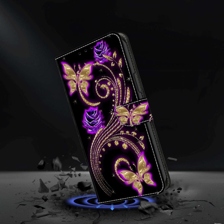 For Xiaomi Redmi Note 9 Pro Crystal 3D Shockproof Protective Leather Phone Case(Purple Flower Butterfly) - Xiaomi Cases by PMC Jewellery | Online Shopping South Africa | PMC Jewellery