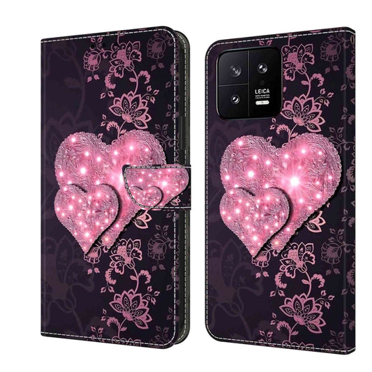 For Xiaomi 13 Crystal 3D Shockproof Protective Leather Phone Case(Lace Love) - 13 Cases by PMC Jewellery | Online Shopping South Africa | PMC Jewellery