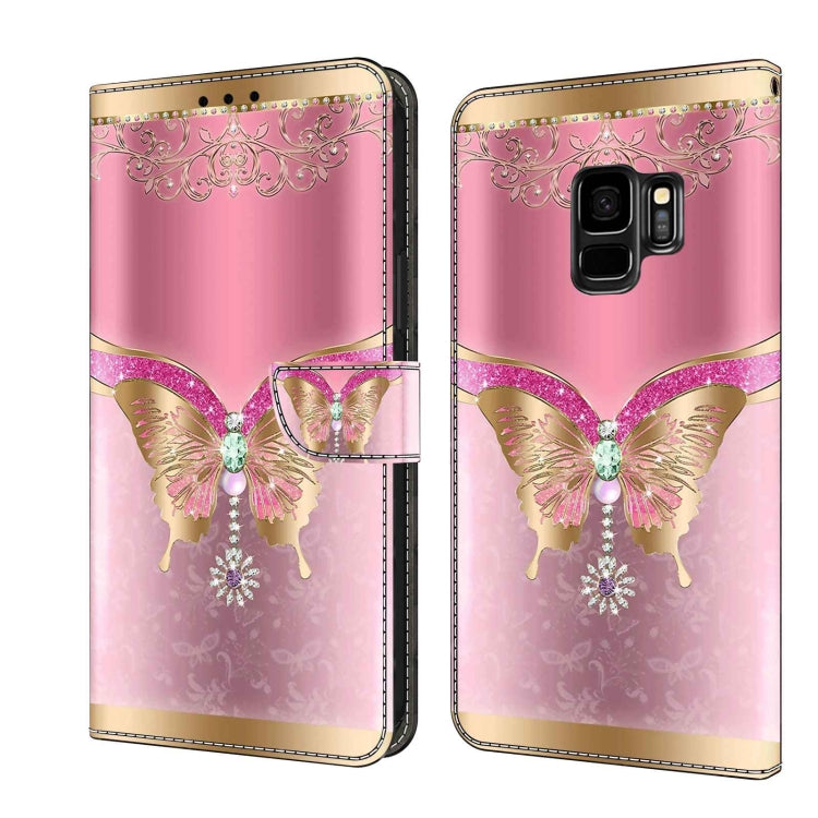 For Samsung Galaxy S9 Crystal 3D Shockproof Protective Leather Phone Case(Pink Bottom Butterfly) - free shipping - PMC TechLife - Order now!