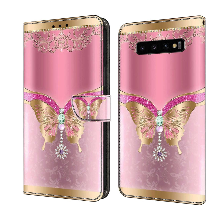 For Samsung Galaxy S10+ Crystal 3D Shockproof Protective Leather Phone Case(Pink Bottom Butterfly) - free shipping - PMC TechLife - Order now!