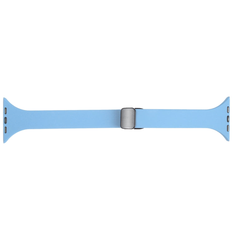 For Apple Watch Ultra 49mm Magnetic Buckle Slim Silicone Watch Band(Light Blue) - Watch Bands by PMC Jewellery | Online Shopping South Africa | PMC Jewellery