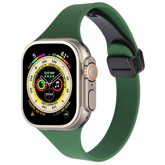 For Apple Watch Ultra 49mm Magnetic Buckle Slim Silicone Watch Band(Alfalfa Grass) - Watch Bands by PMC Jewellery | Online Shopping South Africa | PMC Jewellery