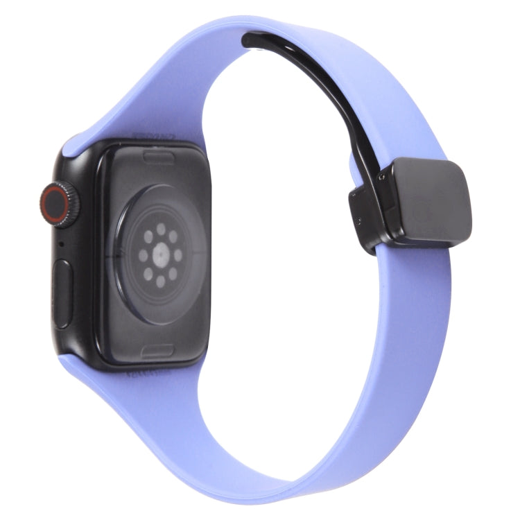 For Apple Watch SE 2022 40mm Magnetic Buckle Slim Silicone Watch Band(Light Purple) - Watch Bands by PMC Jewellery | Online Shopping South Africa | PMC Jewellery