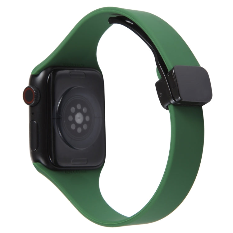 For Apple Watch SE 2022 40mm Magnetic Buckle Slim Silicone Watch Band(Alfalfa Grass) - Watch Bands by PMC Jewellery | Online Shopping South Africa | PMC Jewellery