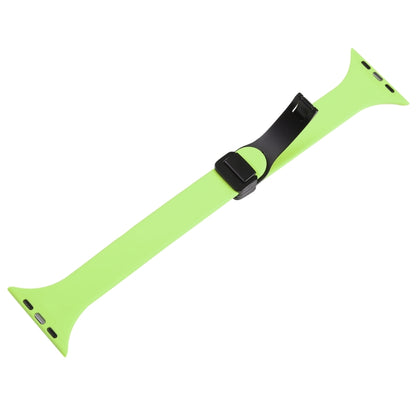 For Apple Watch SE 2022 44mm Magnetic Buckle Slim Silicone Watch Band(Green) - Watch Bands by PMC Jewellery | Online Shopping South Africa | PMC Jewellery