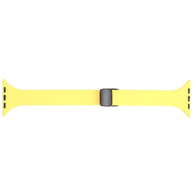 For Apple Watch 7 41mm Magnetic Buckle Slim Silicone Watch Band(Light Yellow) - Watch Bands by PMC Jewellery | Online Shopping South Africa | PMC Jewellery