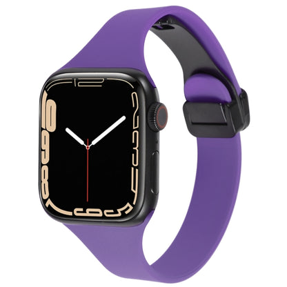 For Apple Watch 7 41mm Magnetic Buckle Slim Silicone Watch Band(Dark Purple) - Watch Bands by PMC Jewellery | Online Shopping South Africa | PMC Jewellery