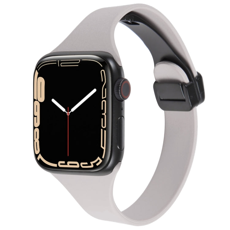 For Apple Watch 7 41mm Magnetic Buckle Slim Silicone Watch Band(Rock Grey) - Watch Bands by PMC Jewellery | Online Shopping South Africa | PMC Jewellery