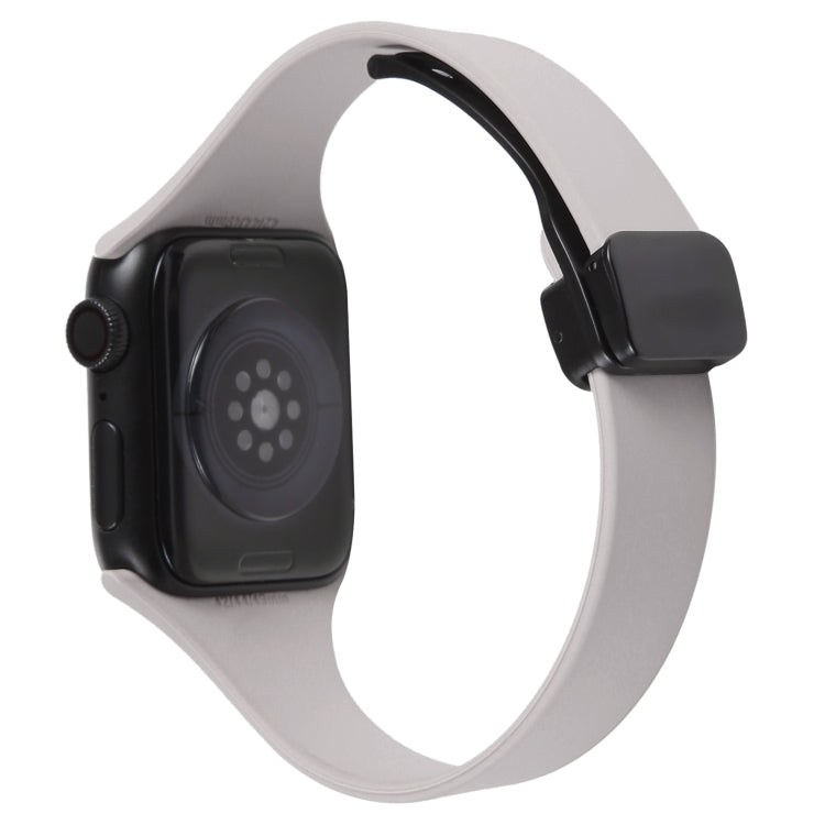 For Apple Watch 7 41mm Magnetic Buckle Slim Silicone Watch Band(Rock Grey) - Watch Bands by PMC Jewellery | Online Shopping South Africa | PMC Jewellery