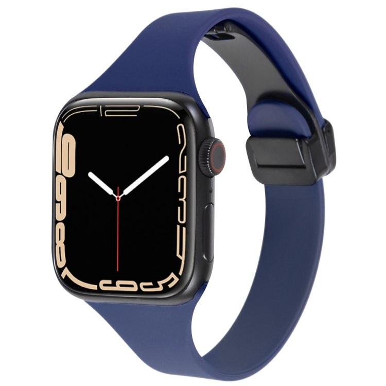 For Apple Watch 7 45mm Magnetic Buckle Slim Silicone Watch Band(Midnight Blue) - Watch Bands by PMC Jewellery | Online Shopping South Africa | PMC Jewellery