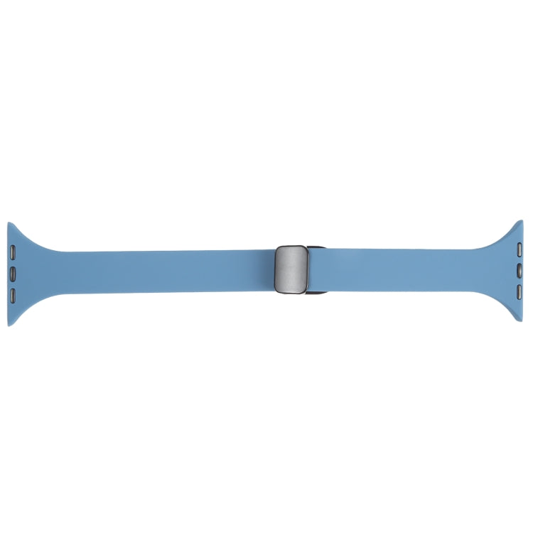 For Apple Watch 7 45mm Magnetic Buckle Slim Silicone Watch Band(Blue) - Watch Bands by PMC TechLife | Online Shopping South Africa | PMC TechLife