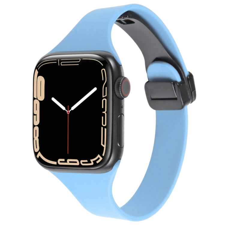 For Apple Watch 6 40mm Magnetic Buckle Slim Silicone Watch Band(Light Blue) - Watch Bands by PMC TechLife | Online Shopping South Africa | PMC TechLife